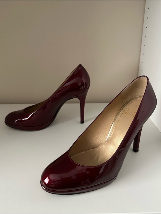 Stuart Weitzman Shoes - Stuart Weitzman Maroon Patent Platform Heels